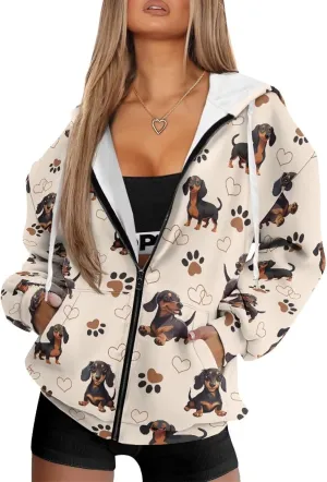 Christmas Sweatshirt for Women Jackets Casual Loose Plus Size Hoodies Zip Up Lightweight Long Sleeve Oversized