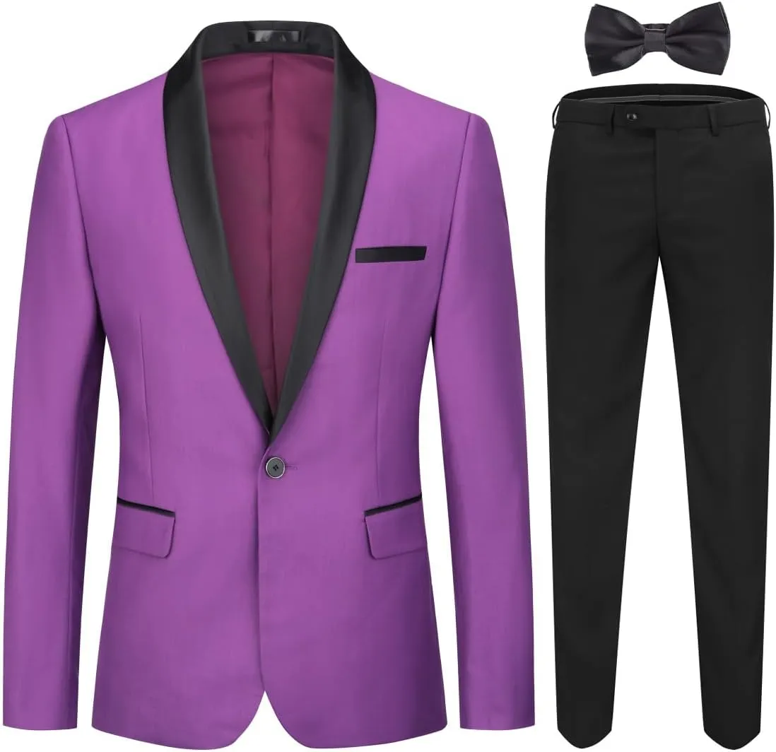 Cloudstyle Mens Tux Suits 2-Piece Shawl Collar Solid Prom Party Jacket Coat Pants Sets