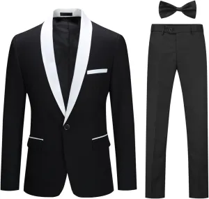 Cloudstyle Mens Tux Suits 2-Piece Shawl Collar Solid Prom Party Jacket Coat Pants Sets
