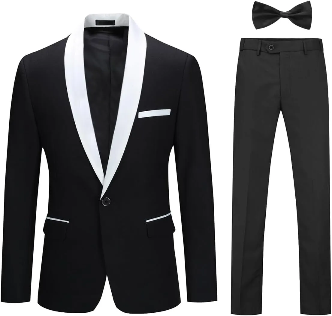 Cloudstyle Mens Tux Suits 2-Piece Shawl Collar Solid Prom Party Jacket Coat Pants Sets