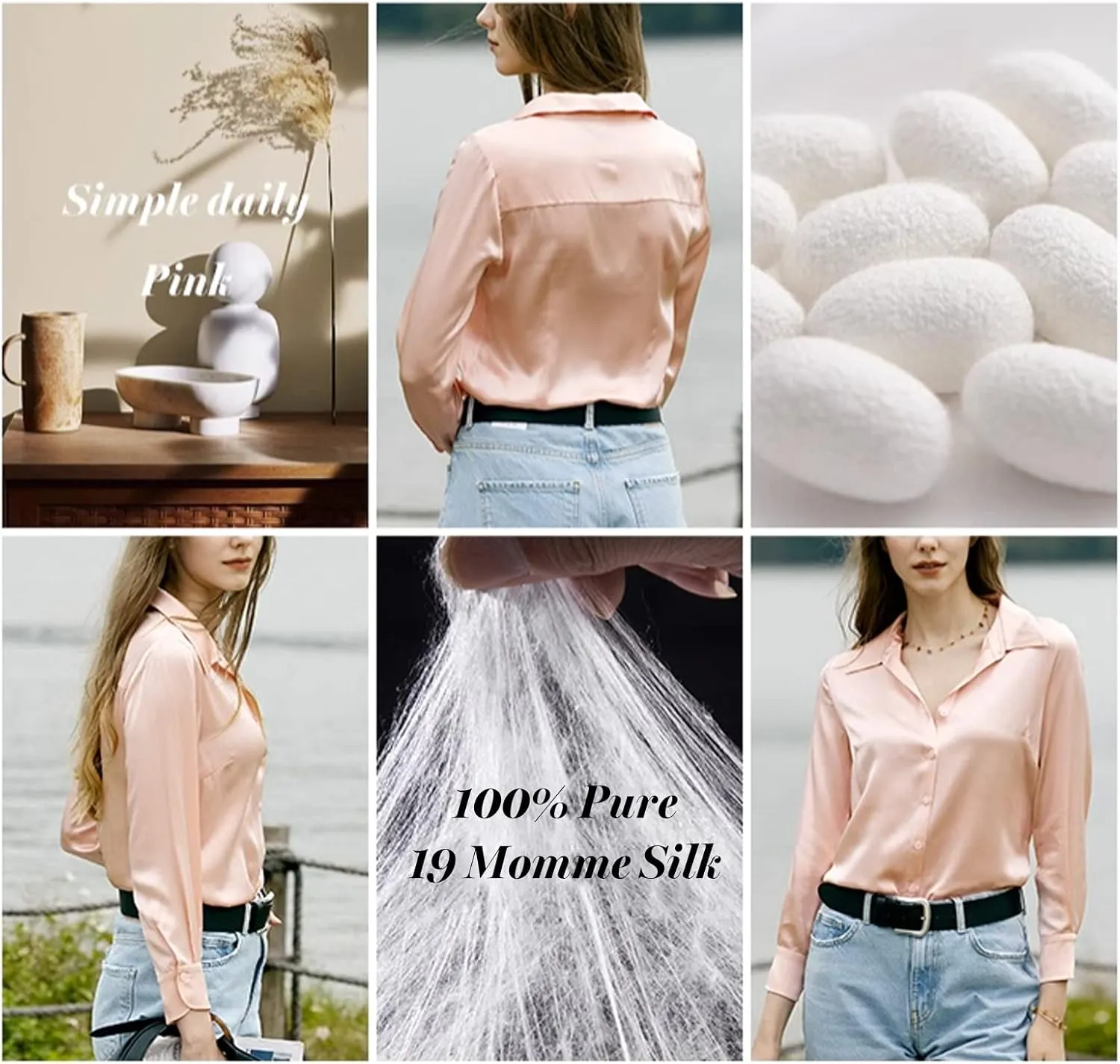 COLD POSH Silk Blouses for Women Elegant Tops Summer Spring Shirts Mulberry Silk Button Down Shirt