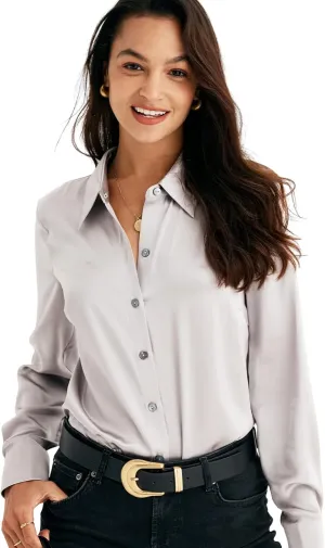 COLD POSH Silk Blouses for Women Elegant Tops Summer Spring Shirts Mulberry Silk Button Down Shirt