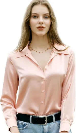 COLD POSH Silk Blouses for Women Elegant Tops Summer Spring Shirts Mulberry Silk Button Down Shirt