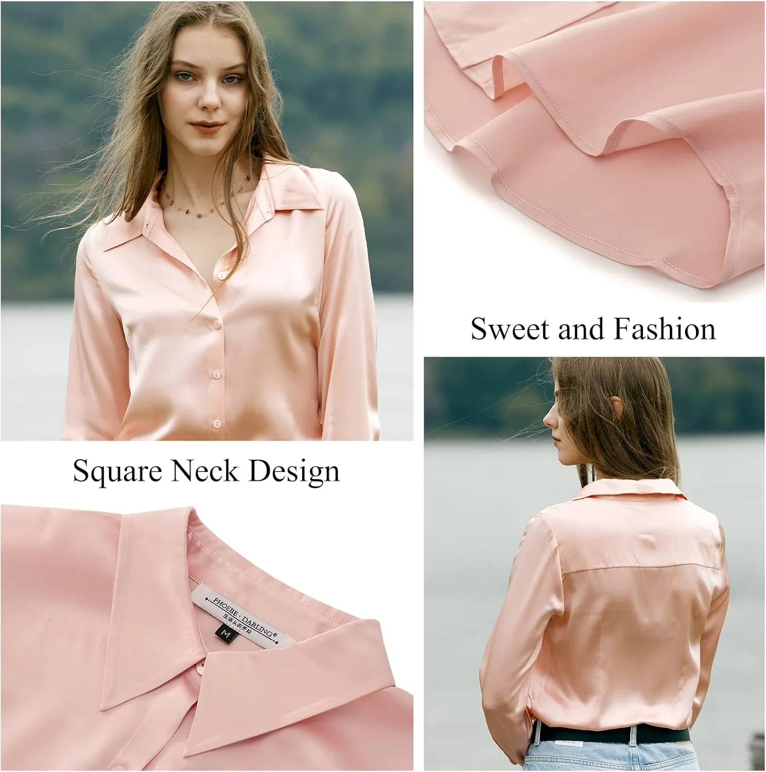 COLD POSH Silk Blouses for Women Elegant Tops Summer Spring Shirts Mulberry Silk Button Down Shirt