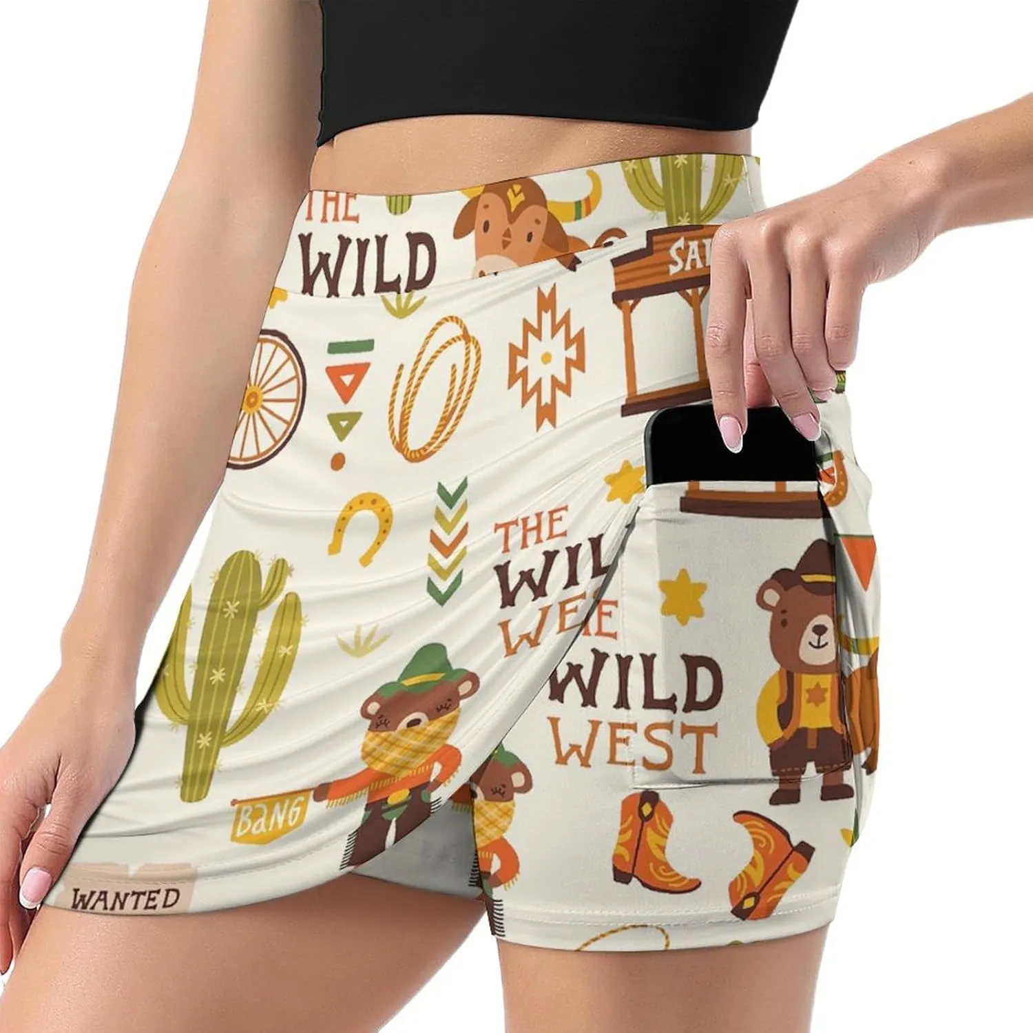Colorful Flower Shorts Skirt Women Golf Skirt Tennis Skirt Mini Skirts High Waist Single Pocket Exercise Skorts
