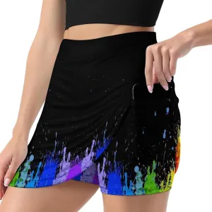 Colorful Flower Shorts Skirt Women Golf Skirt Tennis Skirt Mini Skirts High Waist Single Pocket Exercise Skorts