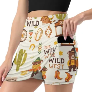 Colorful Flower Shorts Skirt Women Golf Skirt Tennis Skirt Mini Skirts High Waist Single Pocket Exercise Skorts