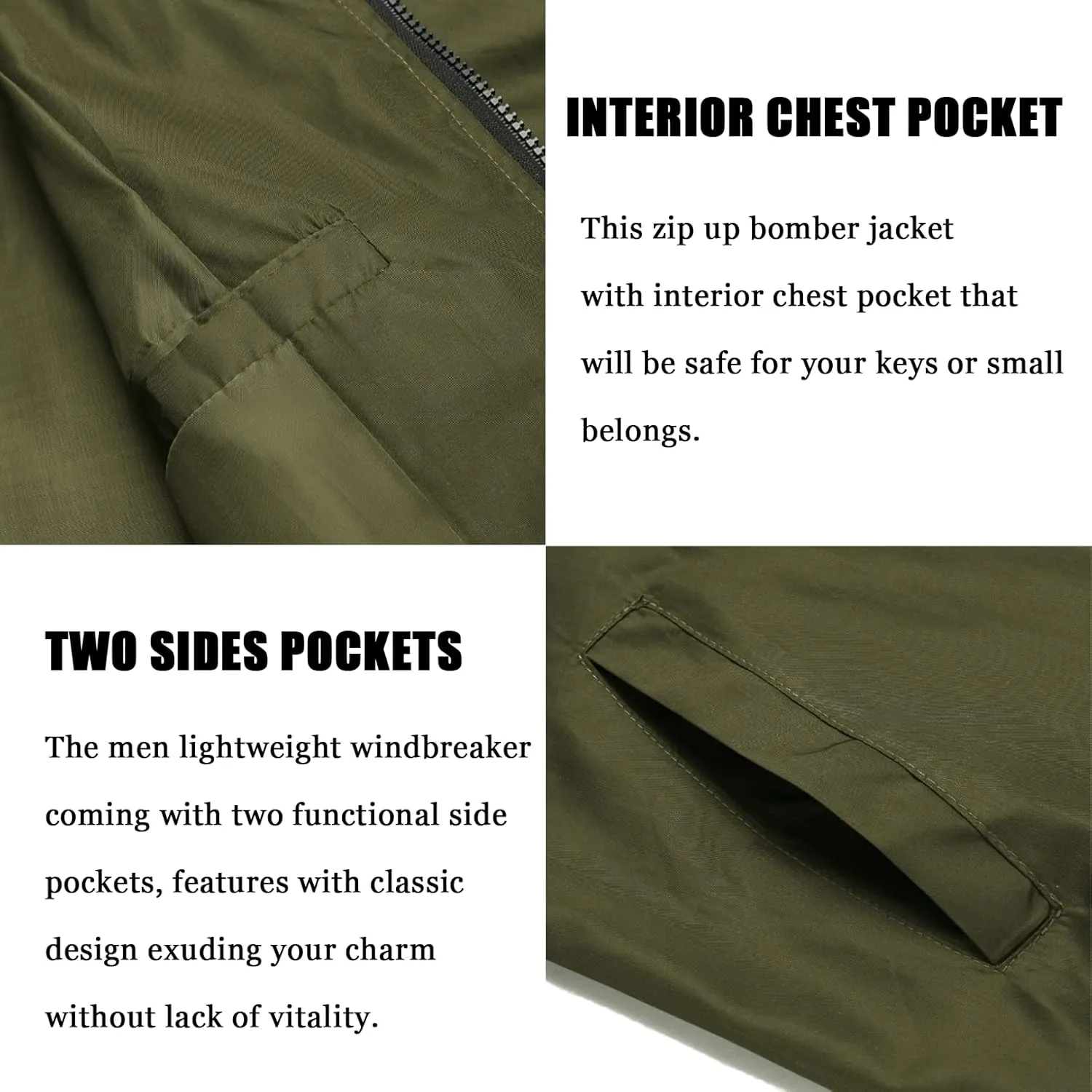 COOFANDY Men Bomber Jacket Lightweight Windbreaker Jackets Casual Softshell Flight Fashion Winter Fall Coat with Pocket