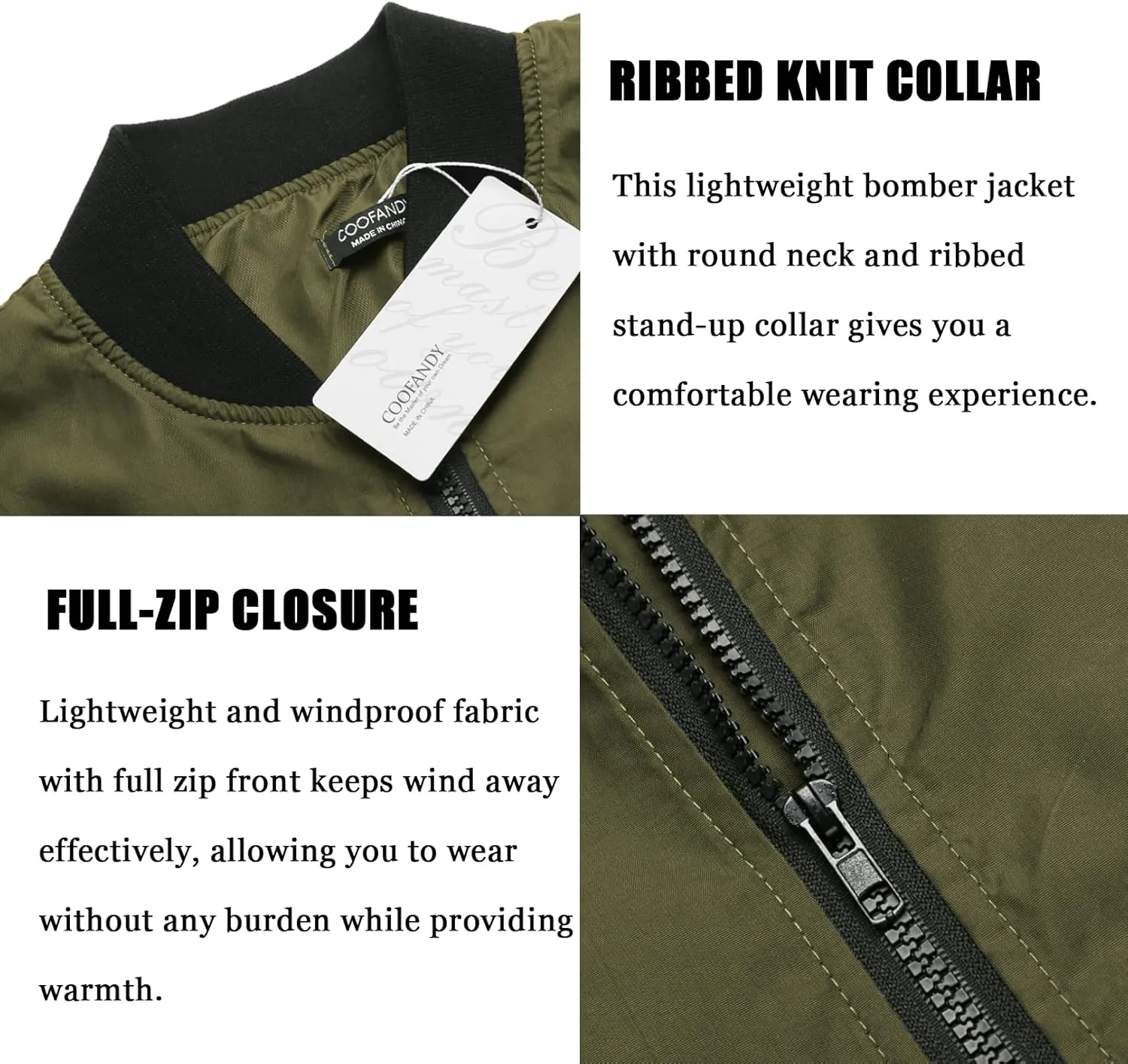COOFANDY Men Bomber Jacket Lightweight Windbreaker Jackets Casual Softshell Flight Fashion Winter Fall Coat with Pocket
