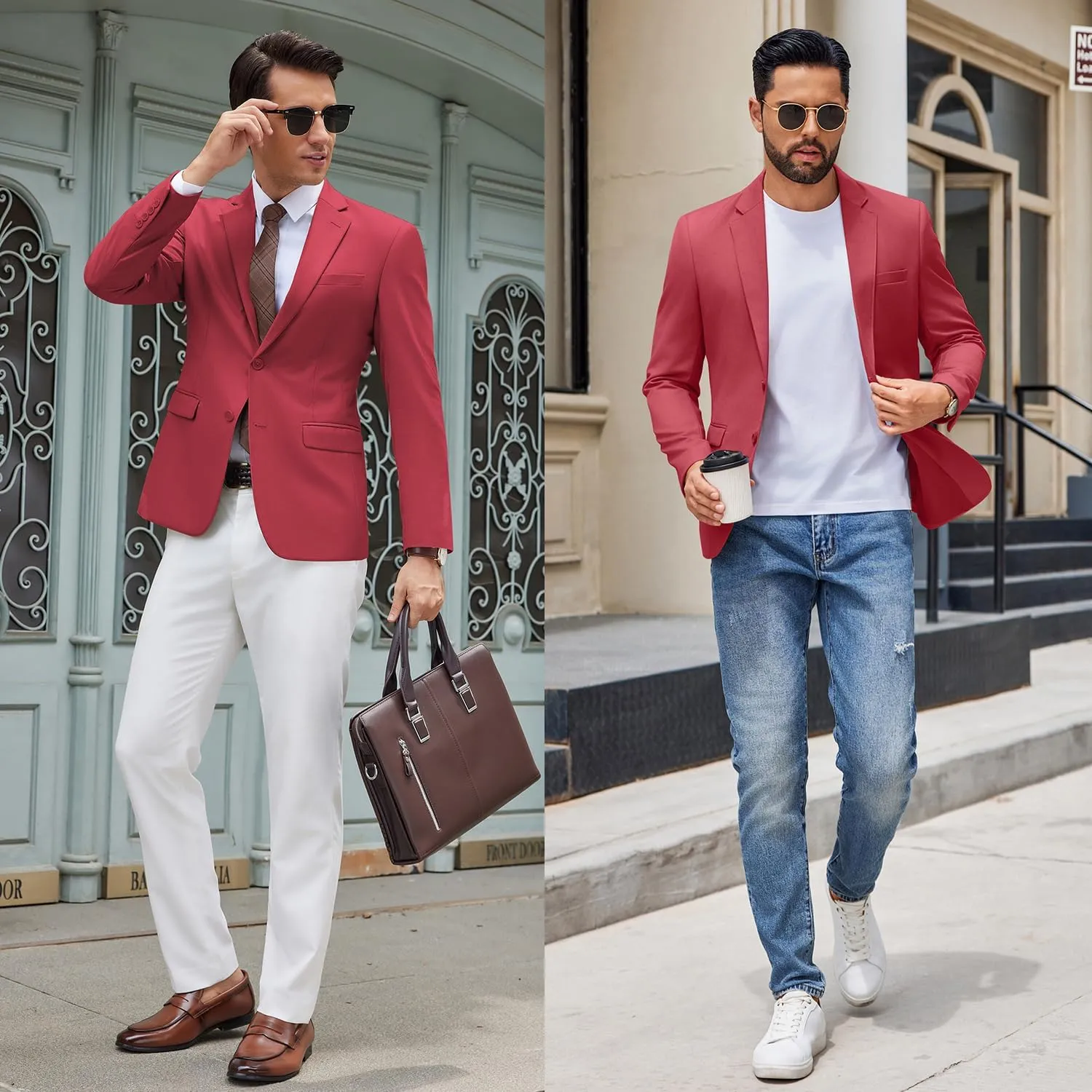 COOFANDY Men's Casual Blazer Lightweight Sport Coats Two Buttons Slim Fit Suit Jacket for Business Wedding Dress