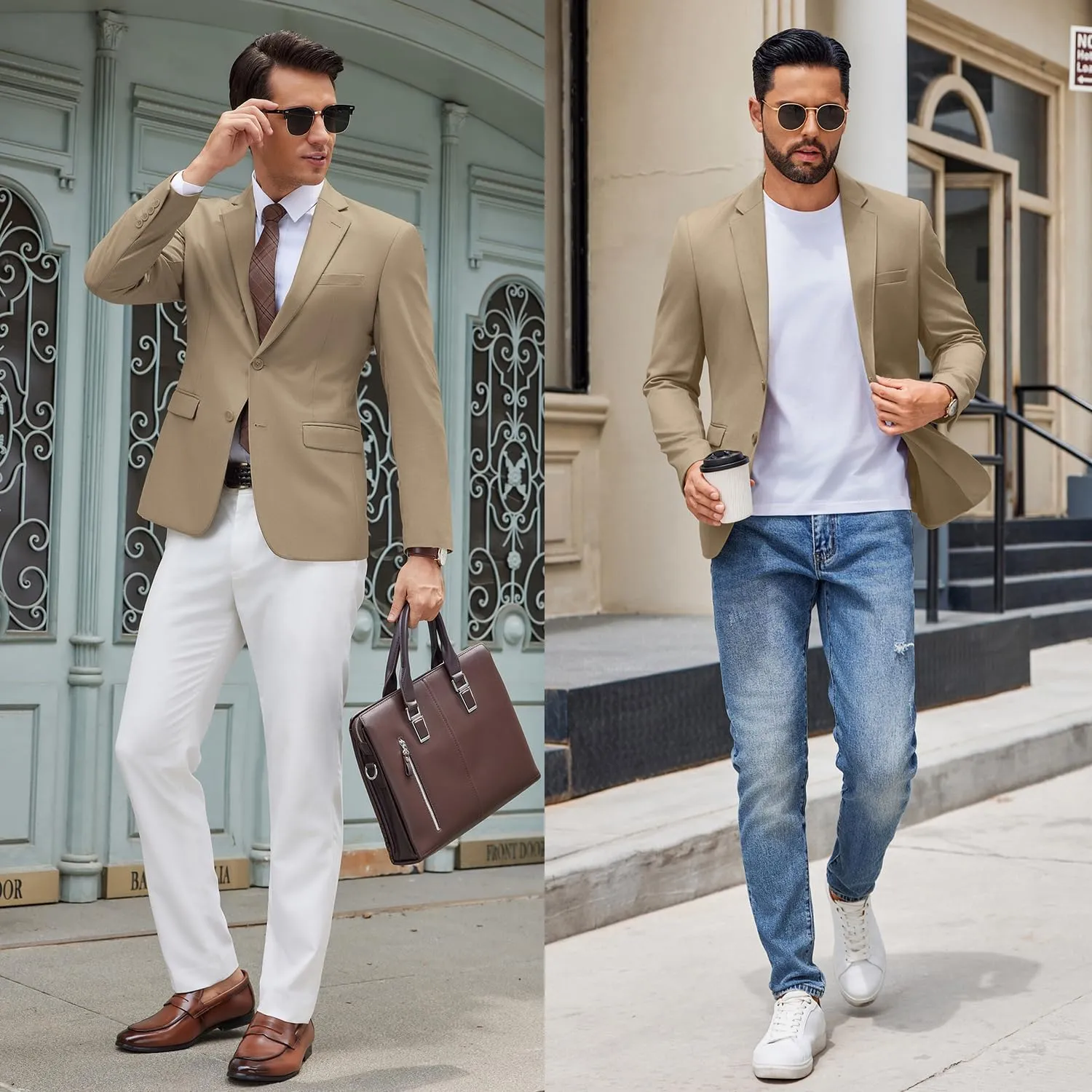 COOFANDY Men's Casual Blazer Lightweight Sport Coats Two Buttons Slim Fit Suit Jacket for Business Wedding Dress