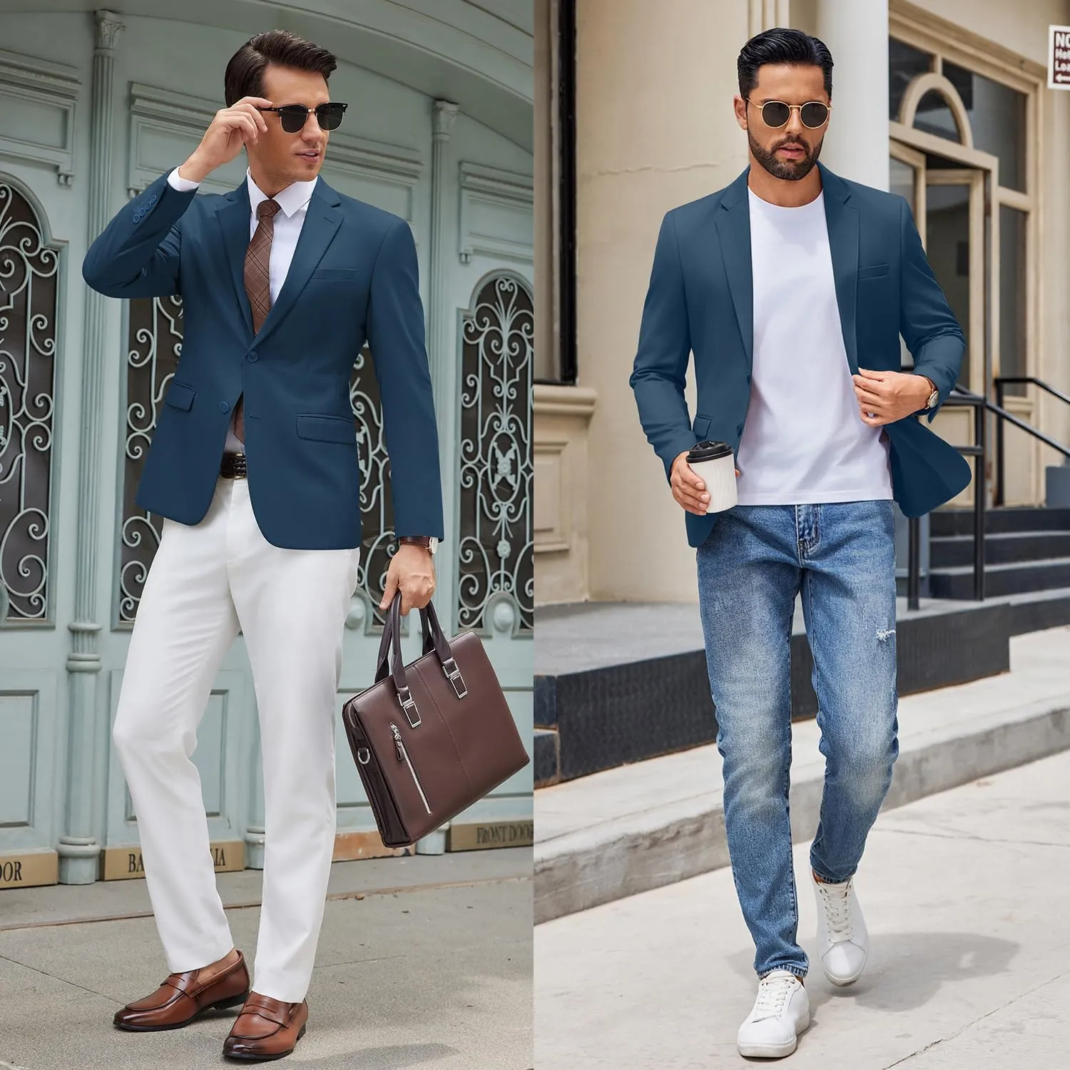 COOFANDY Men's Casual Blazer Lightweight Sport Coats Two Buttons Slim Fit Suit Jacket for Business Wedding Dress