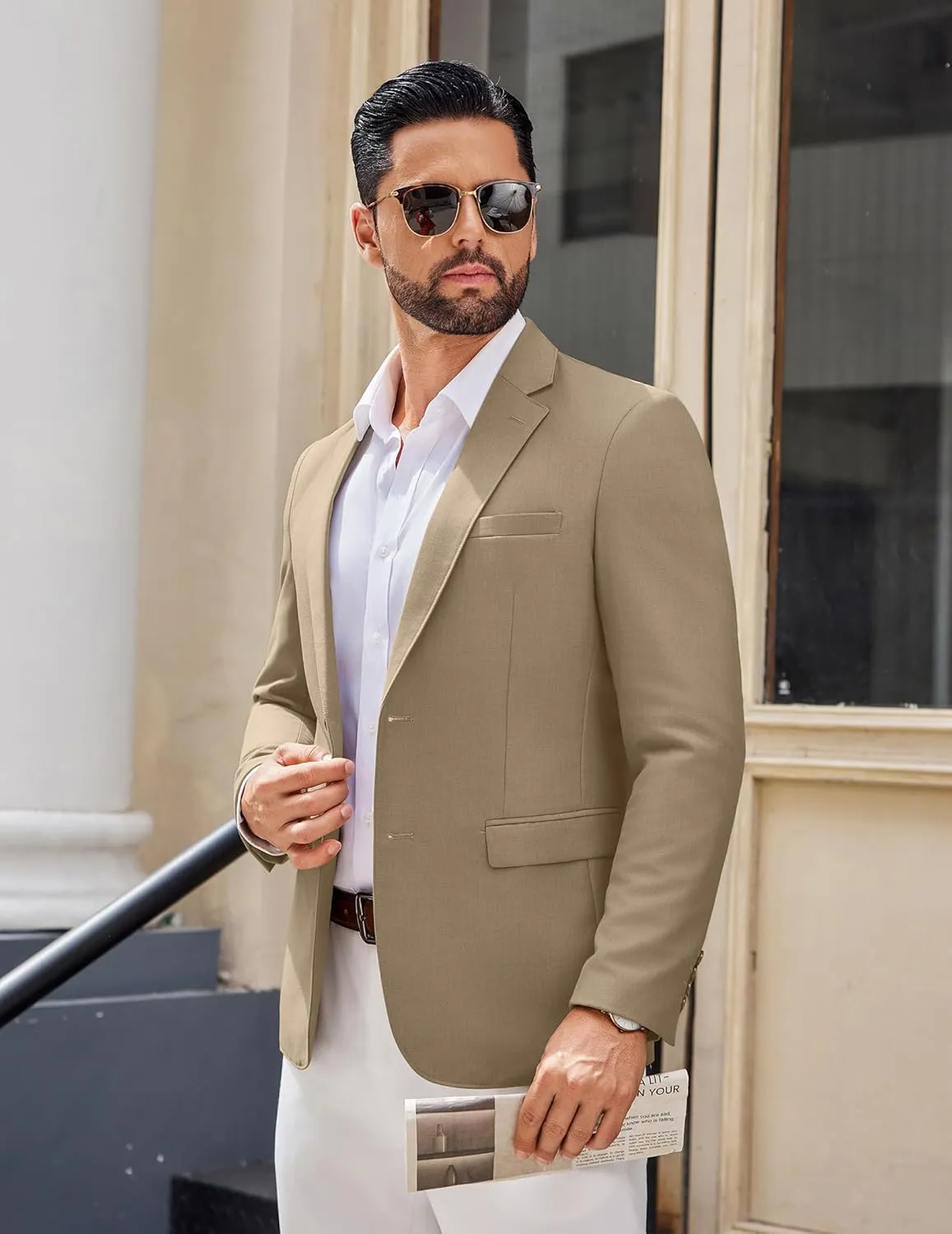 COOFANDY Men's Casual Blazer Lightweight Sport Coats Two Buttons Slim Fit Suit Jacket for Business Wedding Dress