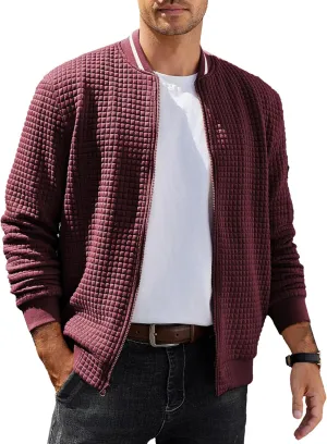COOFANDY Mens Casual Jackets Lightweight Fall Bomber Jacket Full Zip Knit Sweater Jacket Varsity Coat