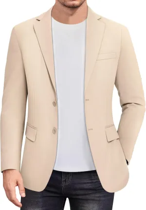 COOFANDY Men's Casual Knit Blazer Stretch Slim Fit Sport Coat Two Button Lightweight Suit Jackets