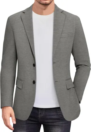 COOFANDY Men's Casual Knit Blazer Stretch Slim Fit Sport Coat Two Button Lightweight Suit Jackets