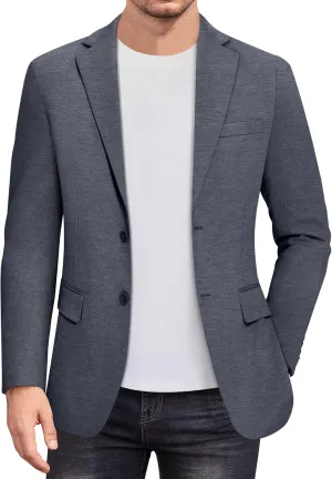 COOFANDY Men's Casual Knit Blazer Stretch Slim Fit Sport Coat Two Button Lightweight Suit Jackets
