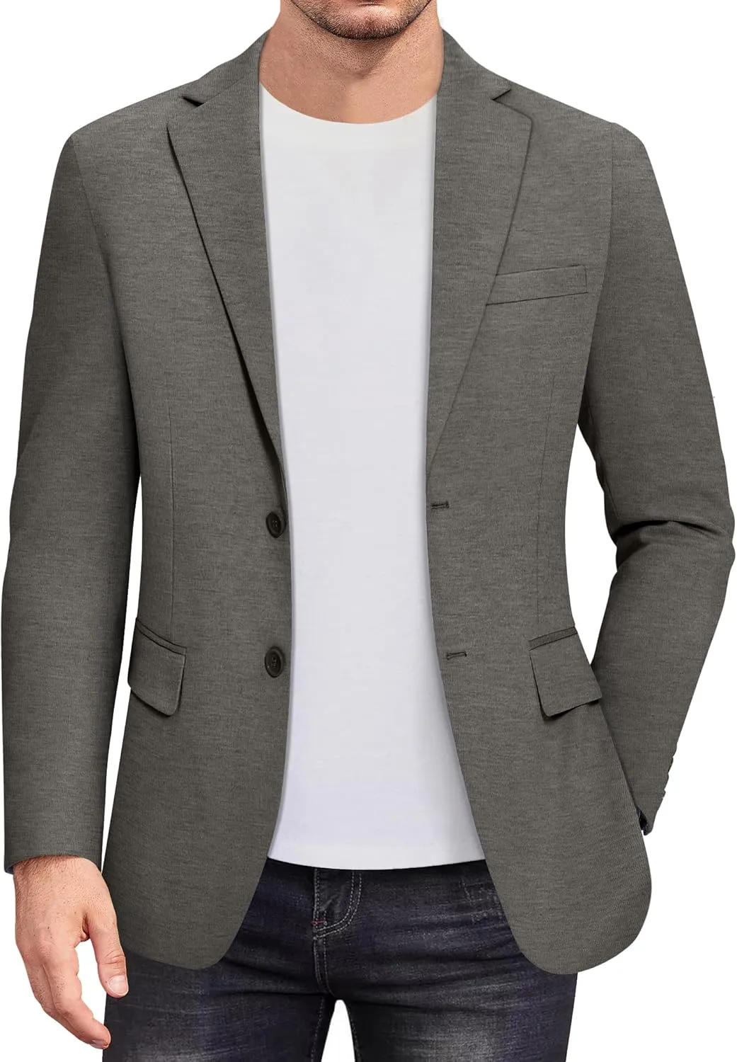COOFANDY Men's Casual Knit Blazer Stretch Slim Fit Sport Coat Two Button Lightweight Suit Jackets