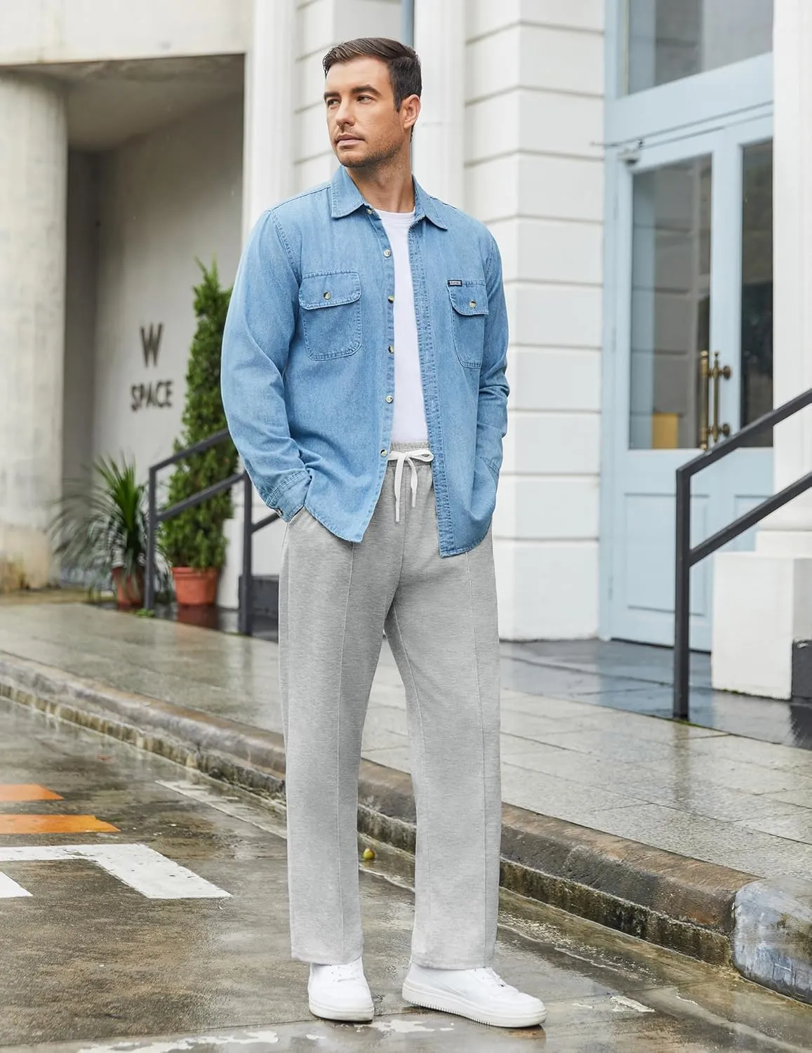 COOFANDY Men's Knit Sweatpants Lightweight Open Bottom Casual Pants Drawstring Jogger Yoga Pants with Pockets
