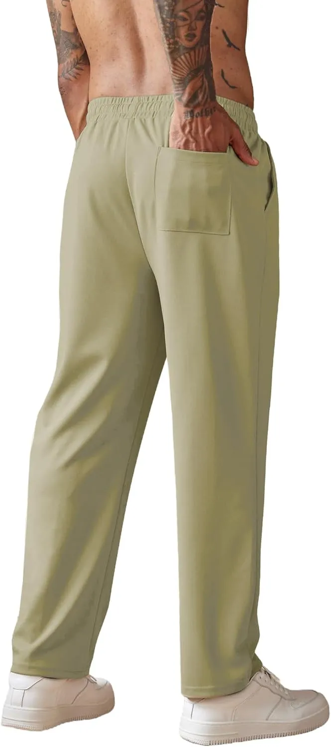 COOFANDY Men's Knit Sweatpants Lightweight Open Bottom Casual Pants Drawstring Jogger Yoga Pants with Pockets