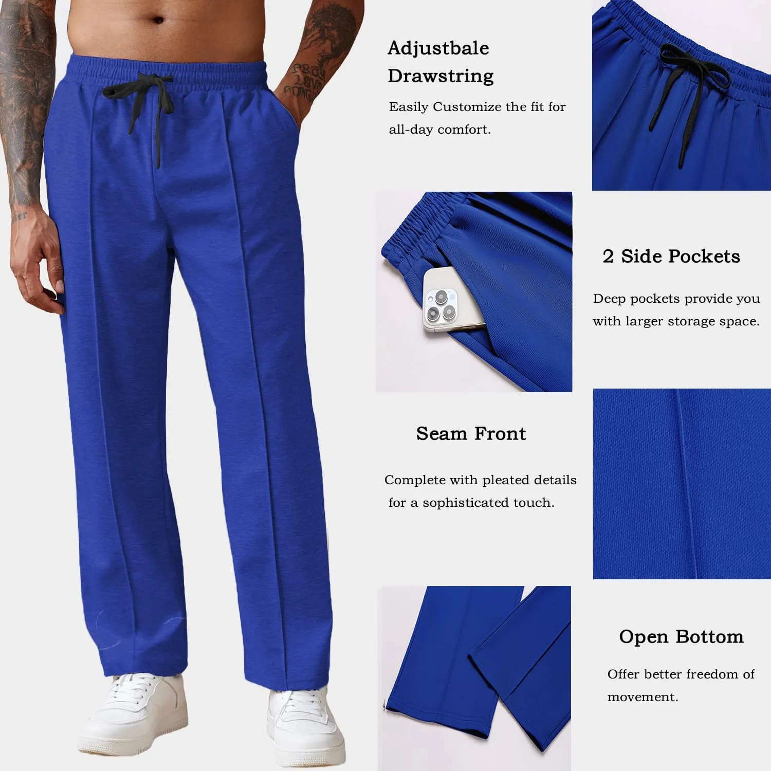 COOFANDY Men's Knit Sweatpants Lightweight Open Bottom Casual Pants Drawstring Jogger Yoga Pants with Pockets