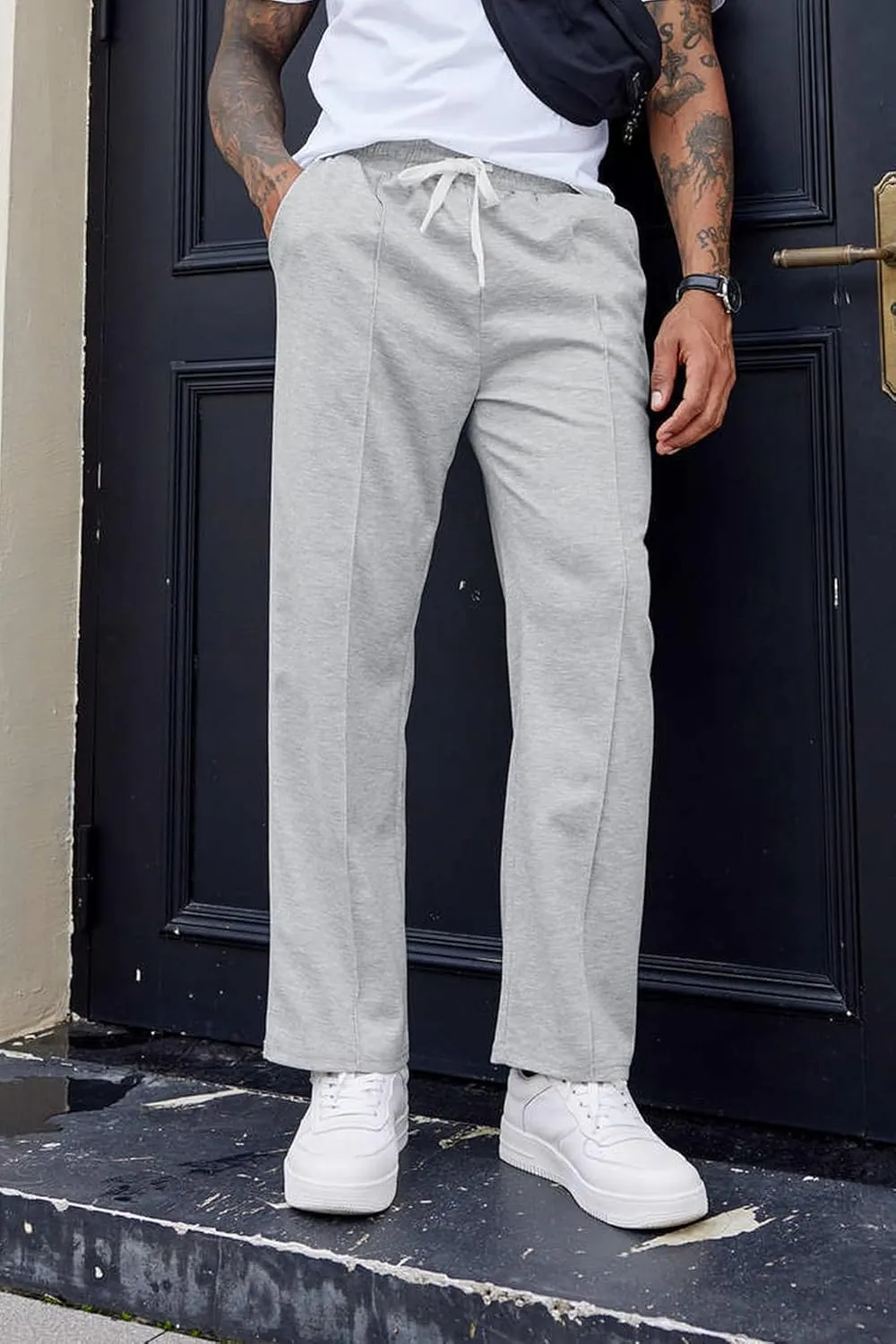 COOFANDY Men's Knit Sweatpants Lightweight Open Bottom Casual Pants Drawstring Jogger Yoga Pants with Pockets