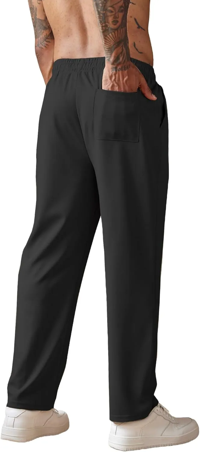 COOFANDY Men's Knit Sweatpants Lightweight Open Bottom Casual Pants Drawstring Jogger Yoga Pants with Pockets