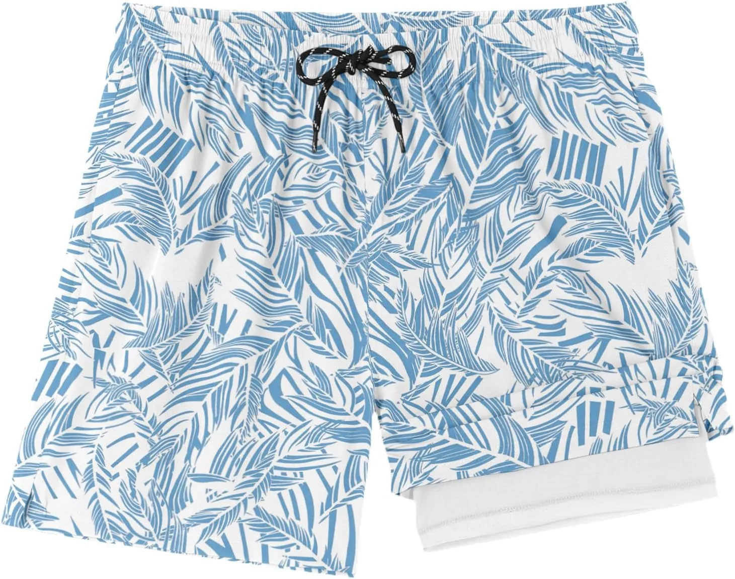 COOFANDY Mens Swim Trunks Quick Dry Swim Shorts with 5 inch Inseam Beach Shorts Plam Leaf M