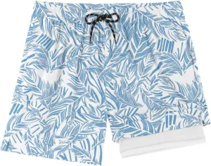 COOFANDY Mens Swim Trunks Quick Dry Swim Shorts with 5 inch Inseam Beach Shorts Plam Leaf M