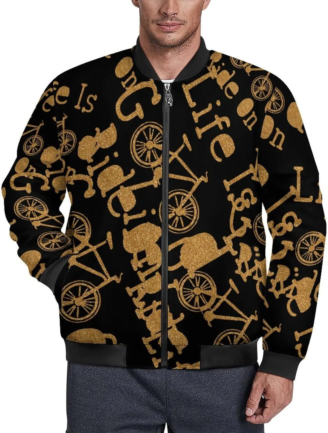 Cool Bicycles Men's Bomber Jacket Lightweight Windbreaker Fashion Spring Fall Coats Casual Jackets for Men