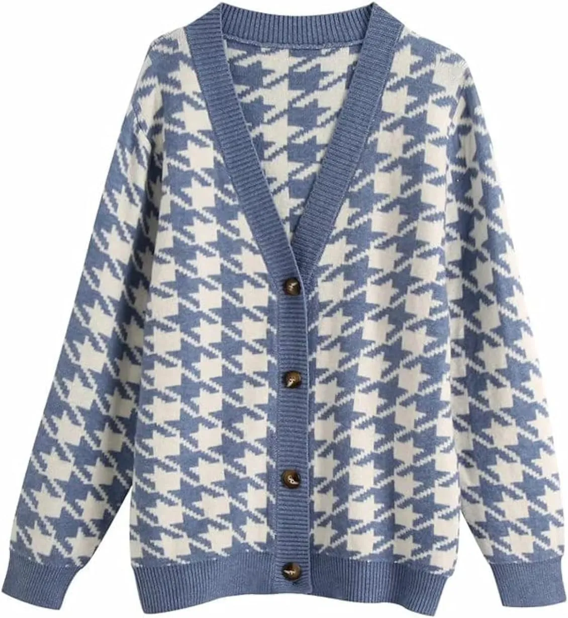 CORIRESHA Women's Fall Checkered Long Sleeve Cardigan Sweet Cute Cozy Knit Sweater Coat