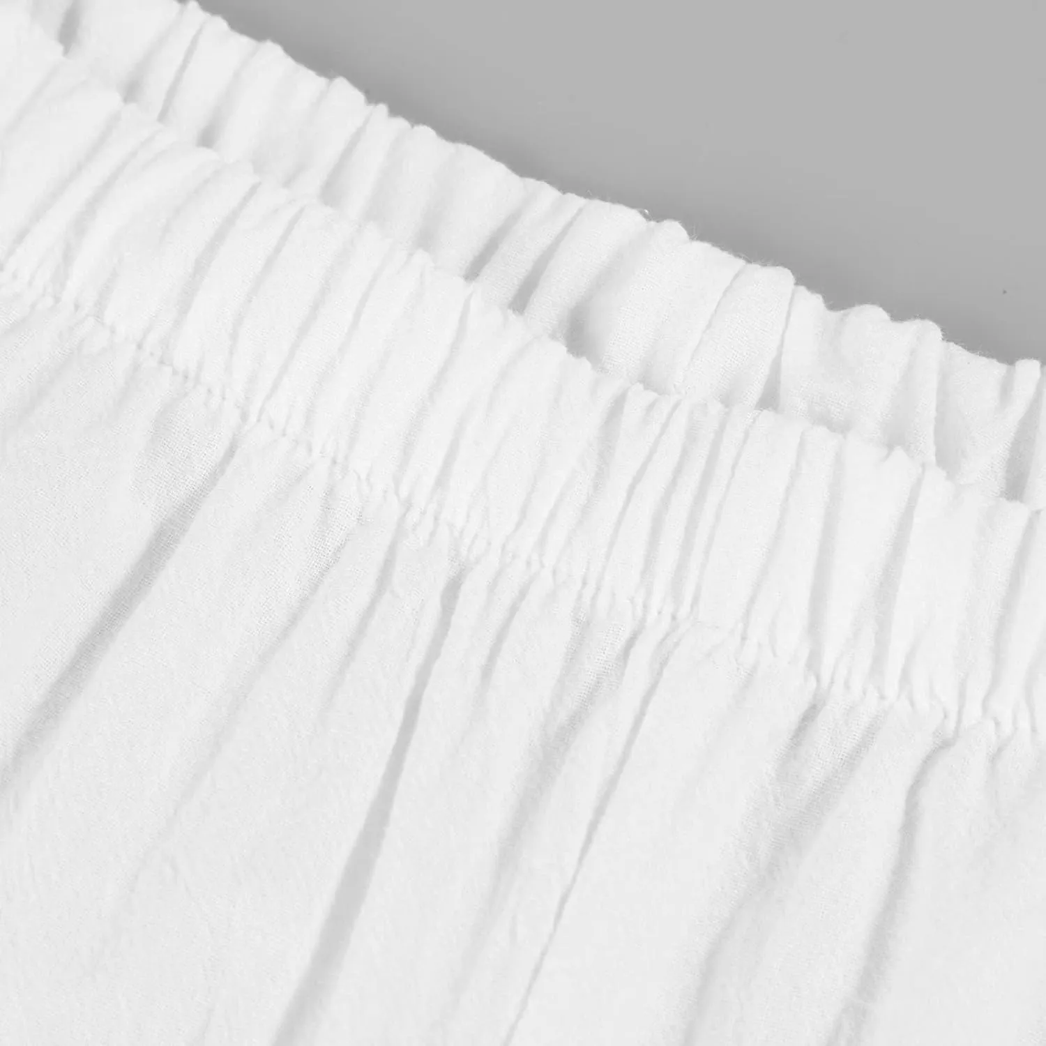 Cotton Linen Pants Casual Summer Capri Pants for Women Baggy Elastic Waisted Yoga Trousers Wide Leg Cropped Pants