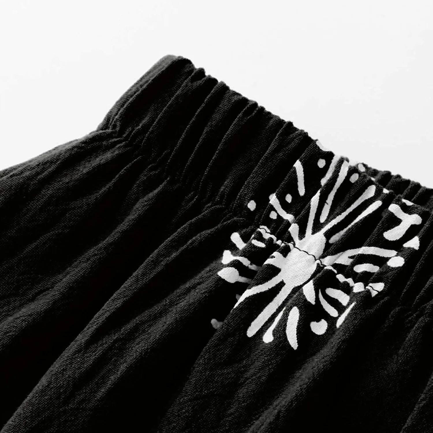 Cotton Linen Pants Casual Summer Capri Pants for Women Baggy Elastic Waisted Yoga Trousers Wide Leg Cropped Pants