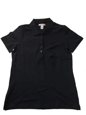 Cotton Women's Polo Shirt (Large, Black)