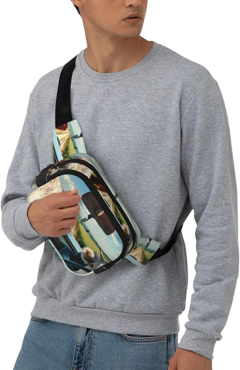 Cows Driving Funny Pack Waist Pack for Women Men, Double Layer Pack for Workout Running Travelling
