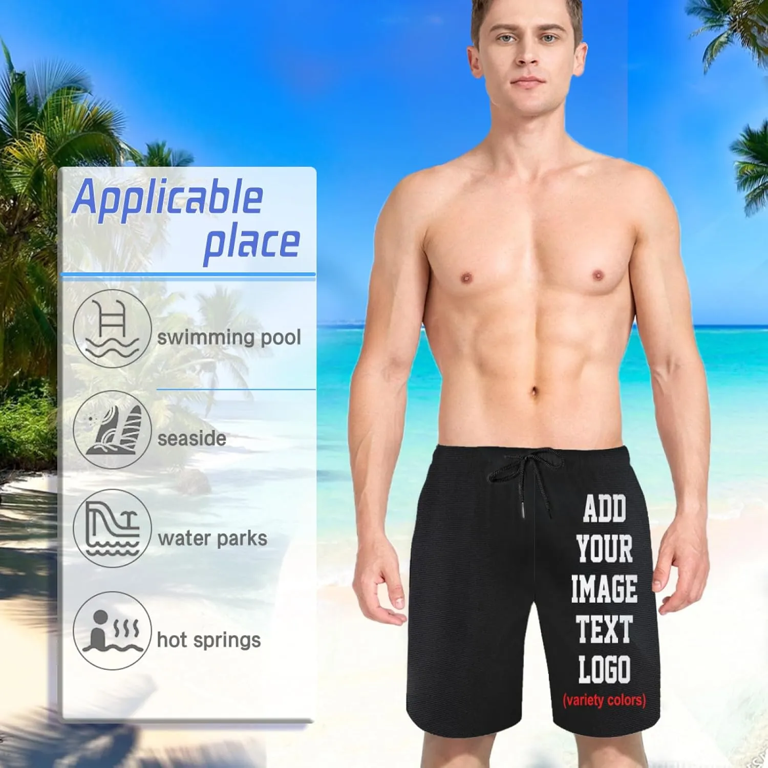 Custom Shorts for Men, Custom Swim Trunks Men Personalized Funny Swim Trunks Beach Board Shorts Swim Shorts Swimwear