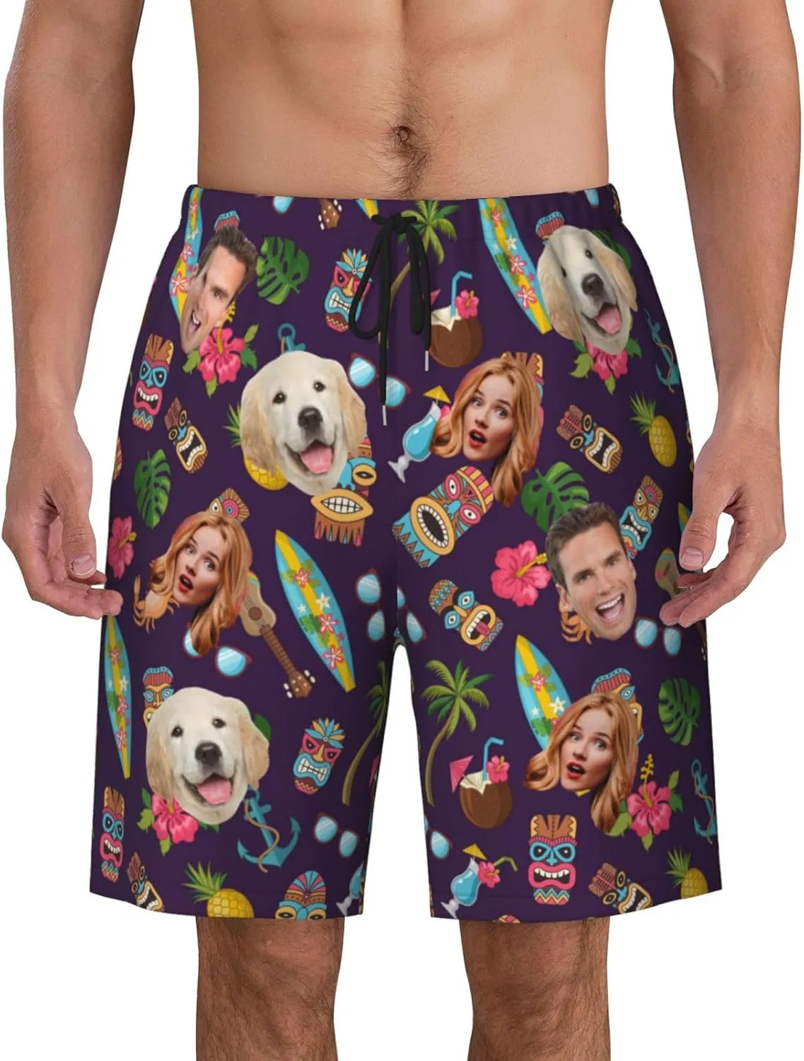 Custom Shorts for Men, Custom Swim Trunks Men Personalized Funny Swim Trunks Beach Board Shorts Swim Shorts Swimwear