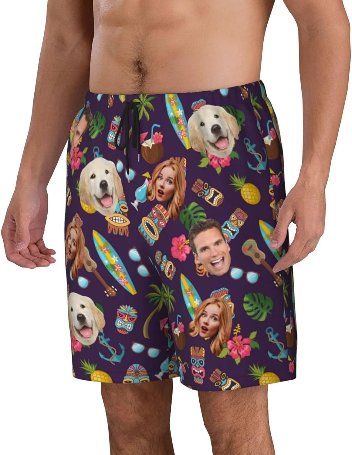 Custom Shorts for Men, Custom Swim Trunks Men Personalized Funny Swim Trunks Beach Board Shorts Swim Shorts Swimwear