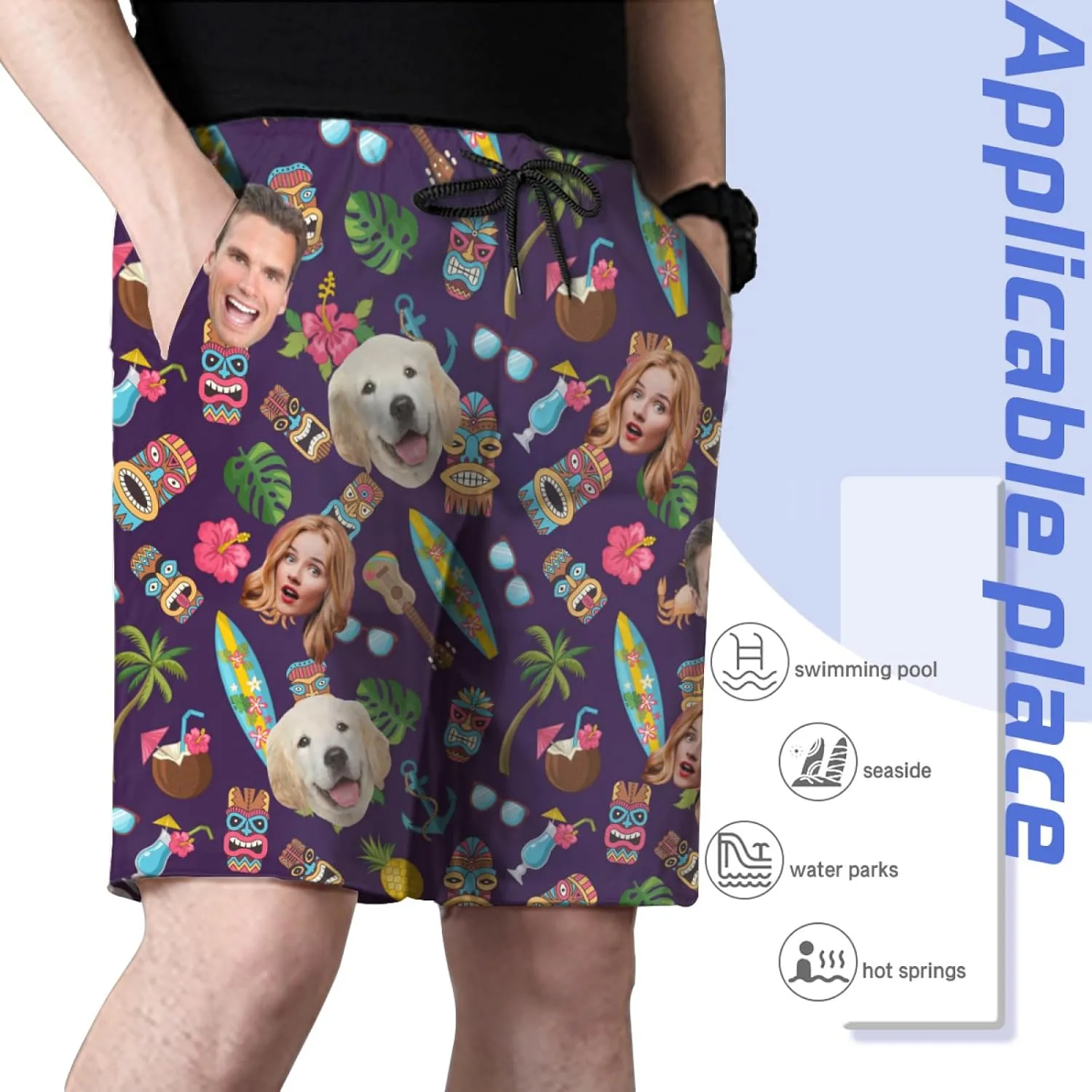 Custom Shorts for Men, Custom Swim Trunks Men Personalized Funny Swim Trunks Beach Board Shorts Swim Shorts Swimwear