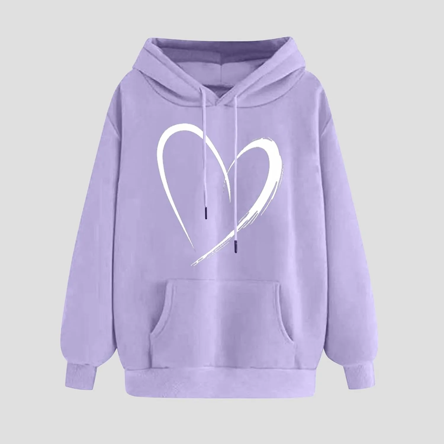 Cute Hoodies For Women 2024 Trendy Love Heart Print Hooded Sweatshirts Casual Loose Teen Girls y2k Hoodie Pullovers