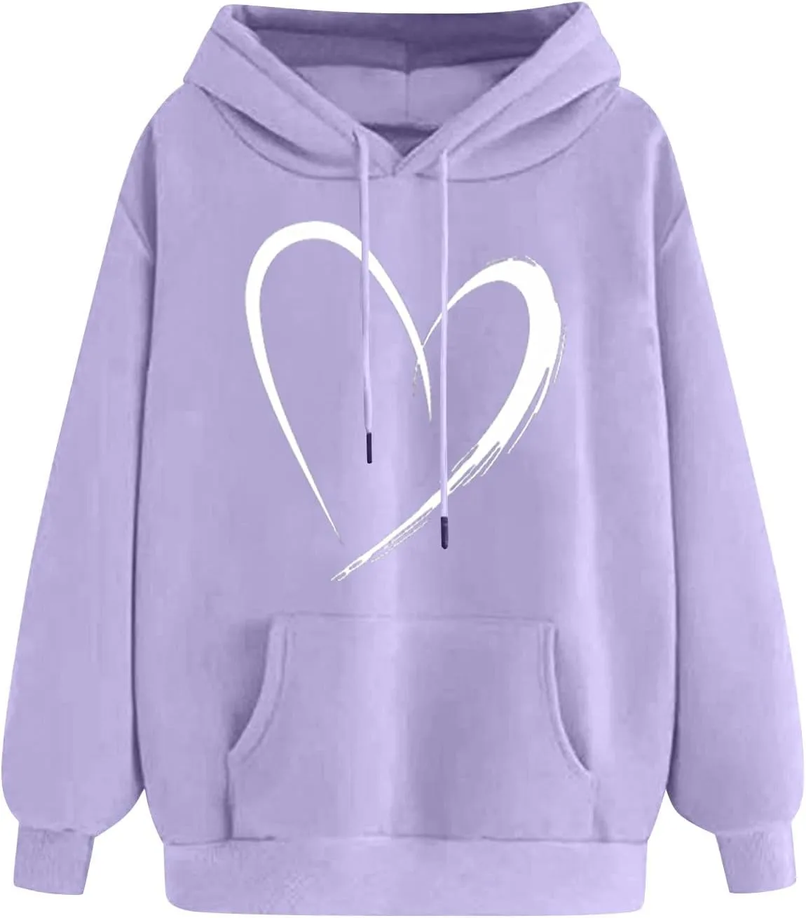 Cute Hoodies For Women 2024 Trendy Love Heart Print Hooded Sweatshirts Casual Loose Teen Girls y2k Hoodie Pullovers