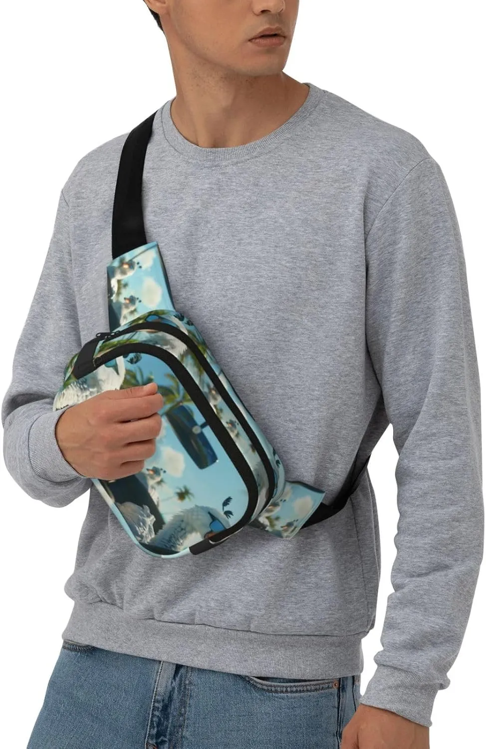 Cute White Swan Funny Pack Waist Pack for Women Men, Double Layer Pack for Workout Running Travelling