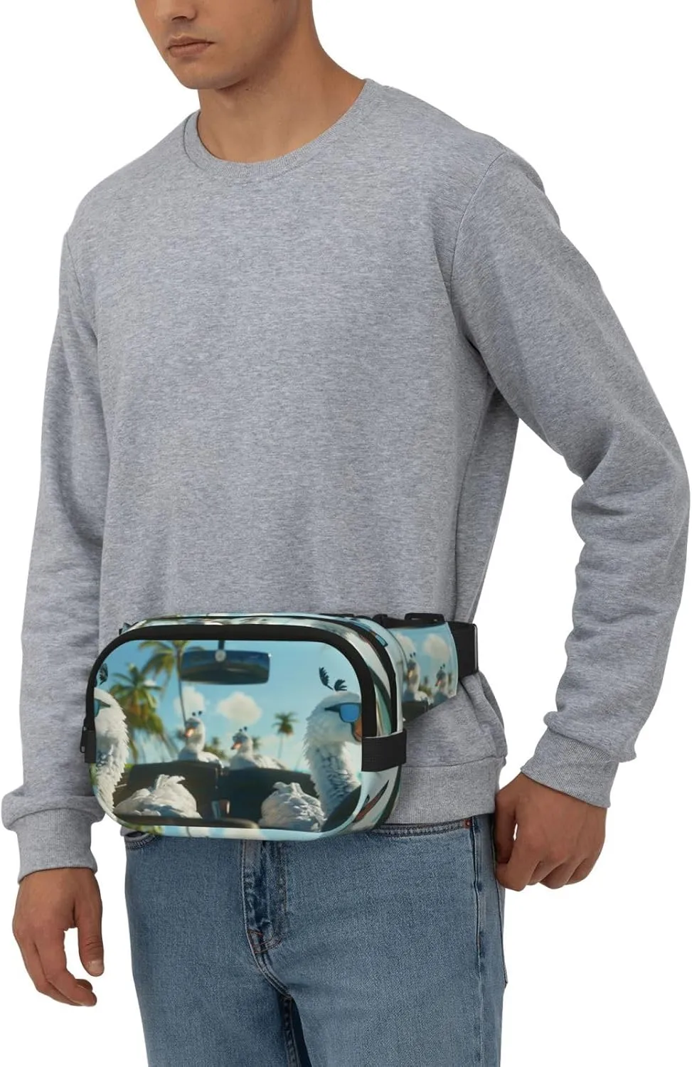 Cute White Swan Funny Pack Waist Pack for Women Men, Double Layer Pack for Workout Running Travelling