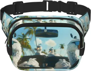 Cute White Swan Funny Pack Waist Pack for Women Men, Double Layer Pack for Workout Running Travelling