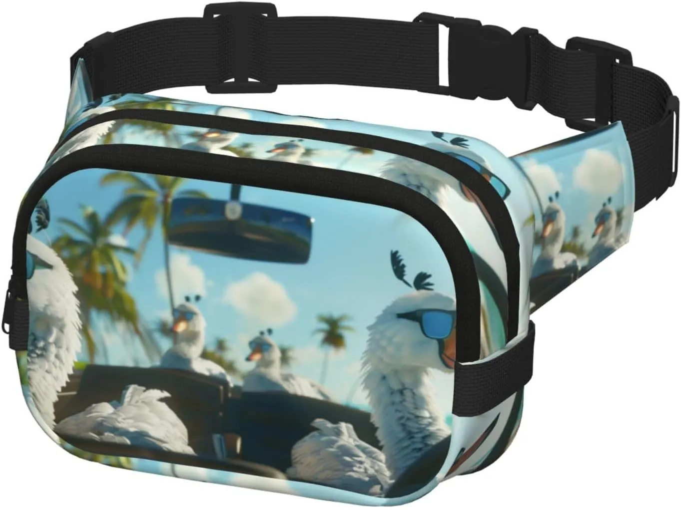 Cute White Swan Funny Pack Waist Pack for Women Men, Double Layer Pack for Workout Running Travelling