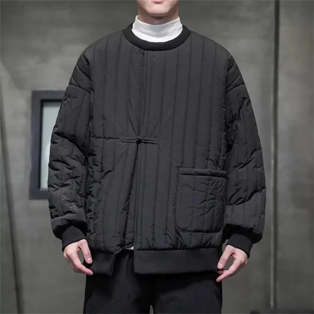 DBFBDTU Men Puffer Jackets Cotton-Padded Jacket Men Chinese Warm Jacket Male Long Sleeves Outerwear Coats