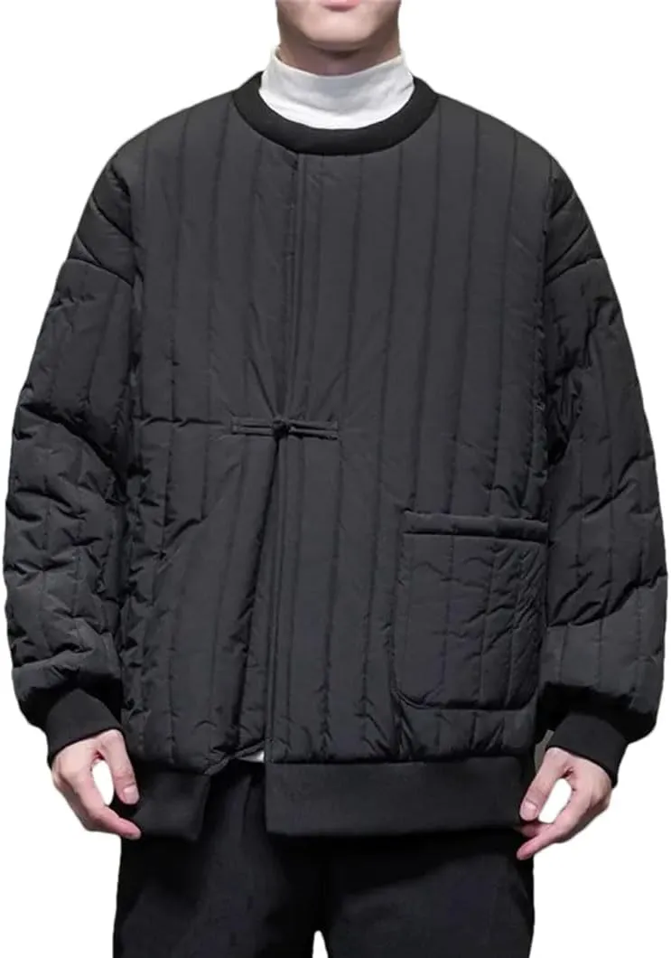 DBFBDTU Men Puffer Jackets Cotton-Padded Jacket Men Chinese Warm Jacket Male Long Sleeves Outerwear Coats