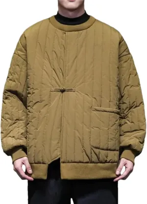 DBFBDTU Men Puffer Jackets Cotton-Padded Jacket Men Chinese Warm Jacket Male Long Sleeves Outerwear Coats
