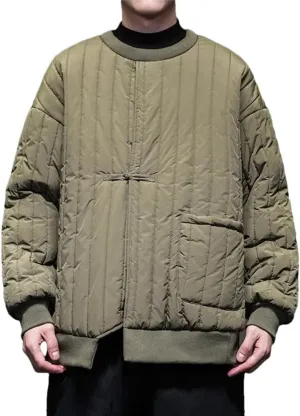 DBFBDTU Men Puffer Jackets Cotton-Padded Jacket Men Chinese Warm Jacket Male Long Sleeves Outerwear Coats