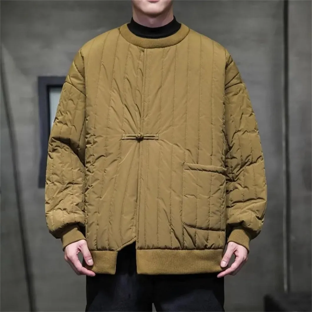 DBFBDTU Men Puffer Jackets Cotton-Padded Jacket Men Chinese Warm Jacket Male Long Sleeves Outerwear Coats